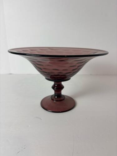Purple Pressed Glass Compote Bowl with Pedestal Base