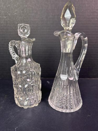 Two Vintage Pressed and Cut Glass Cruets