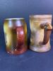 Pair of Vintage Pottery Handled Character Beer Steins - 2