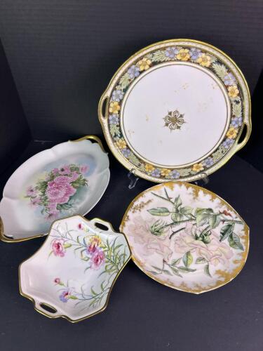 Vintage Small Nippon & Limoges Hand Painted Floral Porcelain Dishes