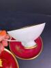 Alka Bavaria Red and Gold Porcelain Cup, Saucer, and Plate Set - 3