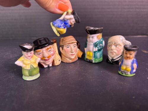 Miniature Hand-Painted Ceramic English Toby Character Mug Figurines