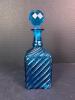 Blue Ribbed Glass Decanter With Stopper
