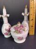 Porcelain Vanity Bottles and Powder Jar With Floral Decoration - 7