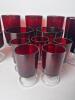 Fifteen Ruby Red Stemmed Glasses with Clear Bases Marked France - 3