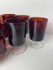 Fifteen Ruby Red Stemmed Glasses with Clear Bases Marked France - 4