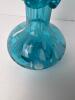 Blue and White Art Glass Vase With Ruffled Rim - 5