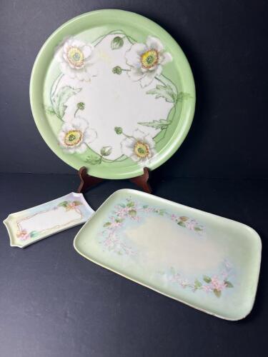 Limoges France Hand Painted Porcelain Trays and Plate