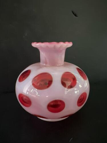 Opalescent Polka Dot Fenton Art Glass Vase