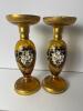 Pair of Venetian Crystal Hand Decorated Candlesticks