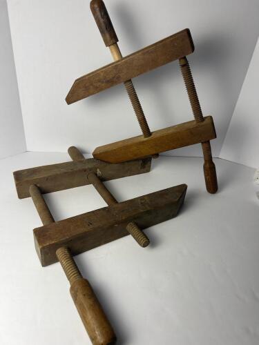 Wooden Hand Screw Clamps by E. Bliss Mfg. Co. and W.M. Co.