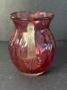 Cranberry Art Glass Pitcher With Clear Ribbed Handle - 3