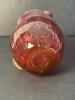 Cranberry Art Glass Pitcher With Clear Ribbed Handle - 6