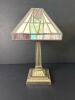 Stained Glass Style Votive Candle Table Lamp with Brass-Style Base