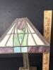 Stained Glass Style Votive Candle Table Lamp with Brass-Style Base - 6