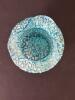 Very Small Blue Spatter Glass Vase With Ruffled Rim - 2