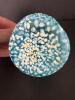 Very Small Blue Spatter Glass Vase With Ruffled Rim - 3