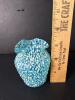Very Small Blue Spatter Glass Vase With Ruffled Rim - 4