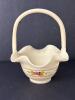 Hand Painted Milk Glass Basket with Ruffled Edge
