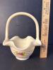 Hand Painted Milk Glass Basket with Ruffled Edge - 4
