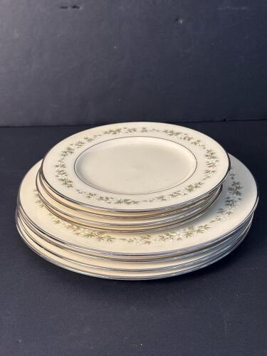 Lenox Brookdale Porcelain Plates with Floral Trim, Set of Eight