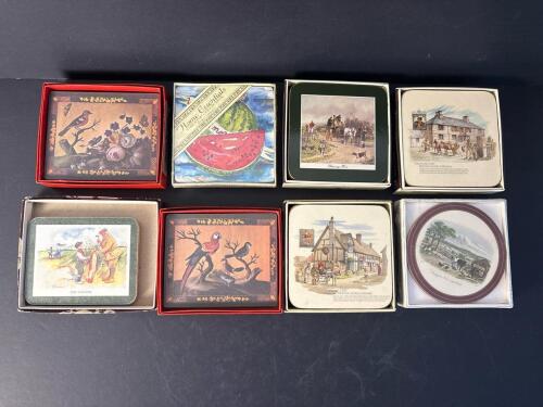 Vintage Assorted Coasters Including Clover Leaf and Strathmore Melamine, Set of Eight