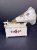 Porcelain Gramophone-Style Floral Music Box - 3