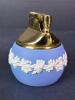 Wedgwood Blue Jasperware Table Lighter with Brass Top - 2