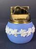 Wedgwood Blue Jasperware Table Lighter with Brass Top - 3