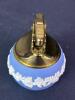 Wedgwood Blue Jasperware Table Lighter with Brass Top - 4