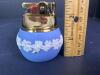 Wedgwood Blue Jasperware Table Lighter with Brass Top - 6