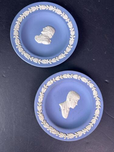Pair of 4" Wedgwood Blue Jasperware Portrait Dishes