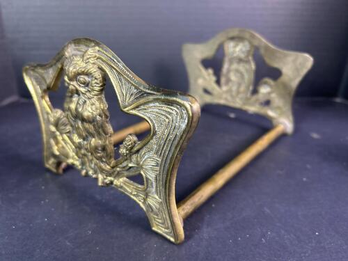 Brass Owl Art Nouveau-Style Expandable Book Rack