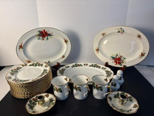 Rosina Yuletide Fine Bone China Christmas Dinnerware, 27 Piece