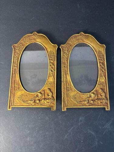Pair of W.B. Mfg. Co. Embossed Gilt Picture Frames in Romantic Style