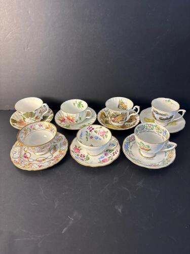 Assorted Floral and Scenic Bone China Tea Cup and Saucer Sets