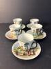 Hand-Painted Brazil-Themed Demitasse Cup and Saucers