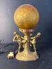 Art Deco-Style Figural Table Lamp With Amber Glass Globe Shade, Untested