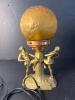 Art Deco-Style Figural Table Lamp With Amber Glass Globe Shade, Untested - 6