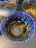 Art Glass Set of 5 Blown Glass Bowls W/ Blue & Amber Swirl Pattern - 2