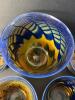 Art Glass Set of 5 Blown Glass Bowls W/ Blue & Amber Swirl Pattern - 3