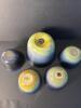 Art Glass Set of 5 Blown Glass Bowls W/ Blue & Amber Swirl Pattern - 5