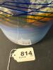 Art Glass Set of 5 Blown Glass Bowls W/ Blue & Amber Swirl Pattern - 6