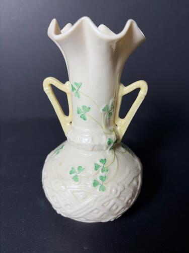 Belleek Shamrock-Pattern Double-Handled Vase