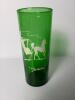 Seven Green Glass Tumblers with White Motif - 2