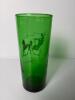 Seven Green Glass Tumblers with White Motif - 3