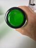 Seven Green Glass Tumblers with White Motif - 8