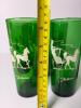 Seven Green Glass Tumblers with White Motif - 9