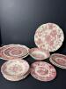 Mixed Lot of Red Transferware Bowls and Plates