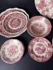 Mixed Lot of Red Transferware Bowls and Plates - 2